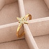 Rack Plating Star Brass Micro Pave Clear Cubic Zirconia Cuff Rings for Women RJEW-M028-122G-4
