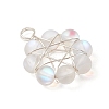 Frosted Dyed Synthetic Moonstone Round Beaded Pendants PALLOY-JF03469-01-3