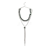 Brass Full Rhinestone Flat Round Tassel Y Necklaces for Women NJEW-M104-01S-01-2