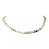 Cube Natural Green Strawberry Quartz & Pink Opal & Southern Jade & Flower Amazonite & Amethyst & Howlite Beaded Necklaces for Women NJEW-JN06610-3