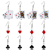 FIBLOOM 3 Set 3 Styles Playing Card Theme Resin Dangle Earrings with Alloy Pins EJEW-FI0003-01-8