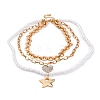 Alloy & Plastic Pearl 3 Layer Necklaces for Women NJEW-U013-03G-2