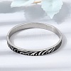 304 Stainless Steel Black Enamel Zebra Skin Print Hinged Cuff Bangles for Women SA-CBAC920-03P-1