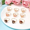 Brass & Cherry Quartz Rose Quartz Natural Red Rainbow Jasper Finger Rings for Women RJEW-JR00872-1