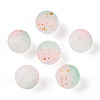 Frosted Baking Paint Crackle Glass Beads with Glitter Powder X1-DGLA-T004-01F-1