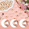 250Pcs 2 Styles Undyed Oil Coated Wooden Beads WOOD-PA0001-54-6