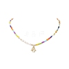 Natural Cultured Freshwater Pearl & Glass Seed Beaded Necklaces NJEW-JN04263-4