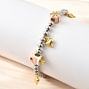 Brass Enamel Round Beads Charm Bracelets for Women BJEW-D317-11E-PG-3