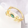 Brass Pave Cubic Zirconia Cuff Open Rings CU-CBACDF6-09G-01-3