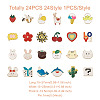 Kissitty 24Pcs 24 Style Bear & Heart & Word & Sun & Gift Box Enamel Pins JEWB-KS0001-10-13