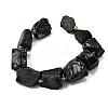 Raw Rough Natural Black Obsidian Beads Strands G-Z087-B06-3