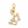 Rack Plating Brass Micro Pave Cubic Zirconia Pendants KK-B056-03G-01-1