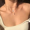 Alloy Cubic Zirconia & Plastic Pearl Pendant 3 Layer Necklaces for Women WG9523E-10-1