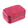 Italian Velvet Double Layers Jewelry Set Storage Zipper Boxes with Mirror Inside CON-G023-09E-1