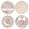 GLOBLELAND 4Pcs 4 Styles Laser Cut Wooden Wall Sculpture WOOD-GL0001-05-1