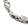 Rack Plating Brass Pave Cubic Zirconia Teardrop Links Bracelets for Women BJEW-H604-01P-05-3