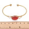 Wire Wrapped Natural Agate Cuff Bangles BJEW-TA00742-02-4