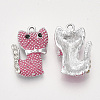 Alloy Rhinestone Enamel Kitten Pendants PALLOY-T056-104-2