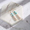 Synthetic Turquoise & Natural Baroque Freshwater Pearl & 925 Sterling Silver Dangle Earrings for Women EJEW-G412-01G-4