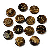 13Pcs Flat Round Natural Tiger Eye Rune Stones G-K335-08D-1