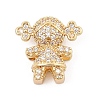 Brass Micro Pave Cubic Zirconia Slide Charms ZIRC-I068-27G-1