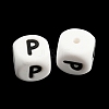 20Pcs White Cube Letter Silicone Beads 12x12x12mm Square Dice Alphabet Beads with 2mm Hole Spacer Loose Letter Beads for Bracelet Necklace Jewelry Making JX432P-2