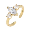 Brass Micro Pave Cubic Zirconia Cuff Open Rings for Women RJEW-L343-14G-04-4