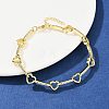 Brass Micro Pave Clear Cubic Zirconia Link Chain Bracelets for Women BJEW-F504-10G-1