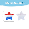 SUPERFINDINGS 24Pcs 6 Style Star Computerized Embroidery Polyester Iron On Sequins Patches PATC-FH0001-03-2