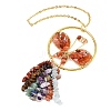 Butterfly Brass & Natural Carnelian Pendant Decorations HJEW-Z007-04G-08-3