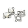 Brass Clear Cubic Zirconia Pave Natural Shell Bowknot Connector Charms KK-P283-06P-2