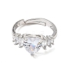 Brass Micro Pave Cubic Zirconia Cuff Open Rings CU-CBA5C10-08P-4