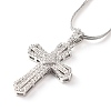 Brass Micro Pave Clear Cubic Zirconia Cross Pendant Necklaces NJEW-K273-03P-2