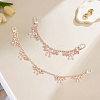 2Pcs 2 Styles Alloy Enamel Pink Bowknot Charm Cable Chain Purse Decorative Chains HJEW-BBC0001-49-7