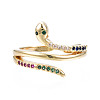 Spakling Cubic Zirconia Snake Wrap Cuff Ring RJEW-N035-070B-NF-1