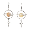 Natural Yellow Hematoid Quartz & Alloy Pendant Dangle Earrings EJEW-TA00818-02-3