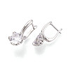 Brass Micro Pave Clear Cubic Zirconia Flower Hoop Earrings EJEW-T048-29P-2