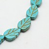Synthetical Dyed Turquoise Leaf Bead Strand G-P084-14mm-03I-1