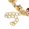 Square Brass Pave Cubic Zirconia Link Chain Bracelets for Women BJEW-P385-08G-02-3