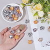 50Pcs 5 Styles Colorful Pattern Printed Silicone Focal Beads SIL-SP0001-24-3