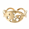 304 Stainless Steel Moon and Star Open Cuff Ring RJEW-T023-12G-1