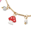 Glass Seed Beads Mushroom Charm Bracelets BJEW-MZ00218-3