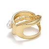 Alloy Chunky Wide Open Cuff Bangle with Plastic Pearl for Women BJEW-K223-05KCG-4