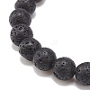 2Pcs 2 Style Natural Howlite & Tiger Eye & Lava Rock Stretch Bracelets Set with Alloy Tube BJEW-JB08474-6