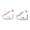 304 Stainless Steel Heart Stud Earrings EJEW-Z028-01P-2