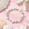 3Pcs Synthetic Turquoise & Natural Freshwater Shell Beads Stretch Bracelets for Women BJEW-JB12021-4