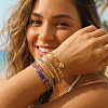 4Pcs 4 Styles Glass Seed Beads Multi-strand Braided Bead Bracelets & Brass Round Beads Stretch Bracelets & Heart 304 Stainless Steel Charm Bracelets & Brass Tube Braided Bracelets Set for Women VV5058-1-1