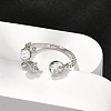 Dolphin Brass Micro Pave Cubic Zirconia Cuff Rings for Women RJEW-K240-10P-2