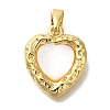 Brass Pave Natural White Shell Pendants KK-K388-78G-1