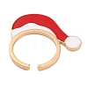 Christmas Theme Alloy Enamel Open Cuff Ring RJEW-C106-02D-KCG-3